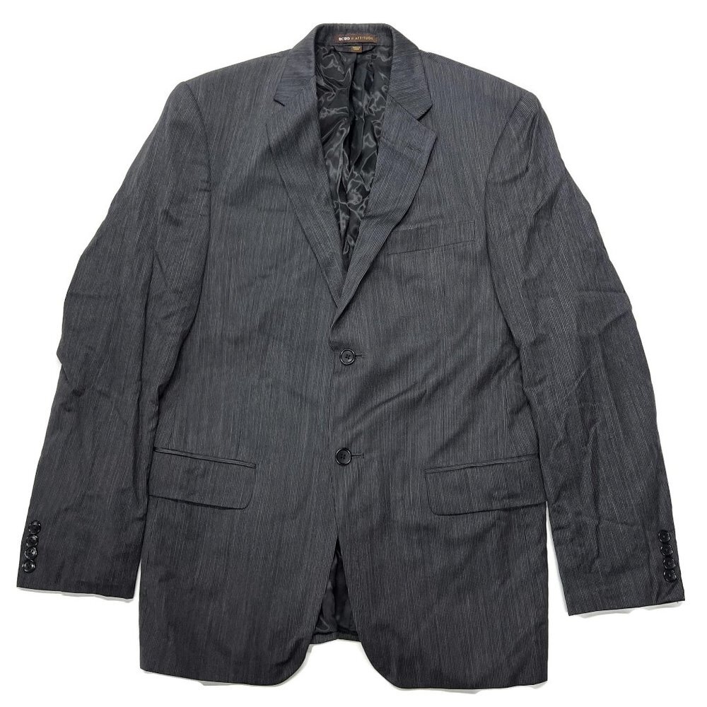 BCBG Attitude Sport Coat Suit Jacket‎ Blazer 38R Gray Striped Wool Avalon Men